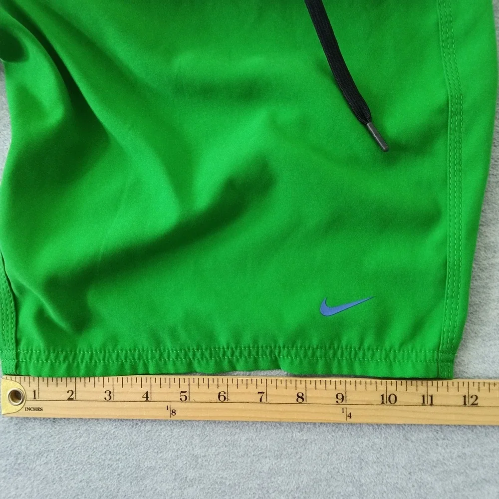 Nike Mens Green Board Shorts Size 36 Blue Waistband Side Cargo Pocket Trunks